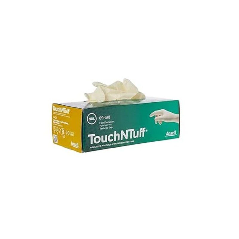 Ansell Touch N Tuff 92-500 Nitrile Glove, Chemical Resistant, Powdered,