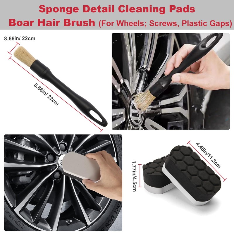 Wuqazu 8PCS All-in-One Wheel & Tire Cleaning Kit - 360°