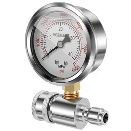 Pressure Washer Gauge 6000PSI Stainless Steel Double Scale Washer Gauge with 3/8 Inch Quick Connect for Car(1)