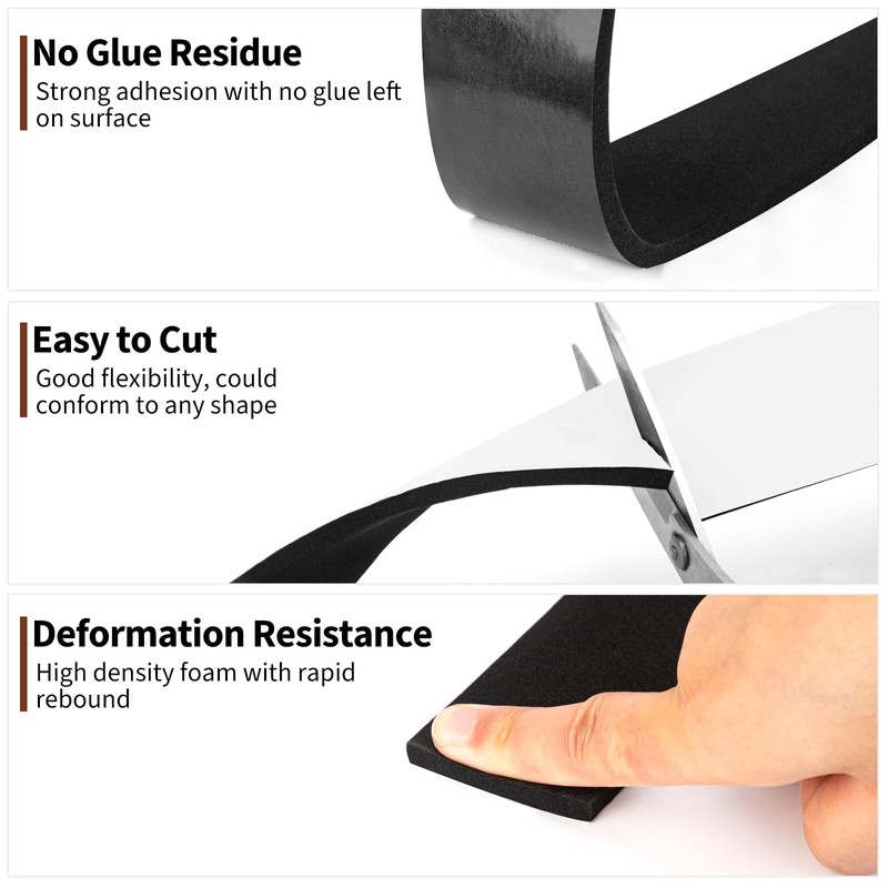 Yotache Foam Strips Adhesive 2 Rolls 1" x1/8", Neoprene Weather
