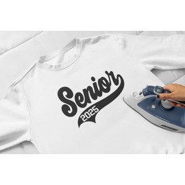 Senior 2025 Iron On Decal, Graduation Patch, DIY Craft, Heat Transfer, Senior Tshirt Graphic Vinyl Applique, Pick Size & Color, Iron-On Most Items 5 Min. (Silver Glitter)