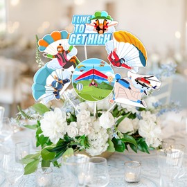 Skydiving Party Decorations 24Pcs Skydiving Centerpiece Sticks Parachute Skydiver Table Centerpieces Ultimate Sports Theme Table Decorations for Baby Shower Birthday Graduation Party Supplies