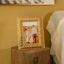 BONNY DODO Gold 5x7Picture Frames Glass, Decor Picture Frame Wall or Tabletop Display, Ornate Art Vintage Photo Frames for Home Office Wall Décor