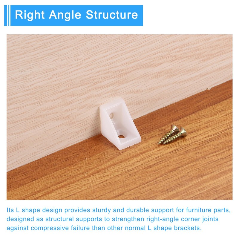sourcing map 50Pcs 90 Degree Plastic Corner Braces, 20x15x20mm Nylon