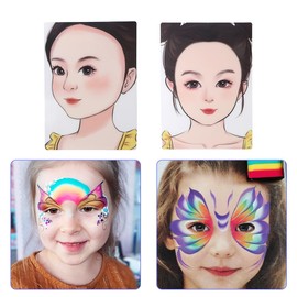 Lwuey Face Painting Exercise Board, Face Make-Up Stencil Make Up Templates Beginners Training Sheet DIY Art Templates Drawing Exercises Reusable Learning Aid Face Painting Practice Board