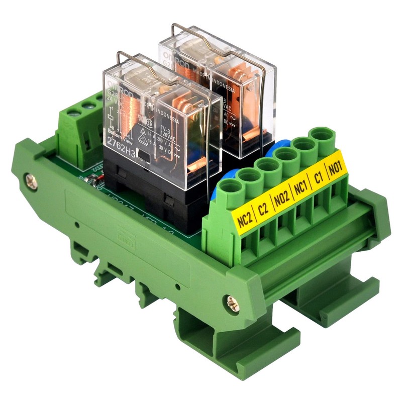 AC/DC 24V Coil 2-SPDT Pluggable Power Relay Module, 16A 250VAC/30VDC