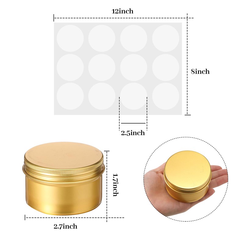 Patelai 24 Pcs 4 oz Round Aluminum Tin Jar Containers