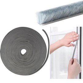 Ulifebetter 33Ft Weather Stripping Brush for Sliding, 0.35" Wide x 0.2" Door Seal self Adhesive Dust Proof，Seal Strip Wind Proof,Seal Strip Door Soundproofing Strip for Window Doors Frame(Grey)