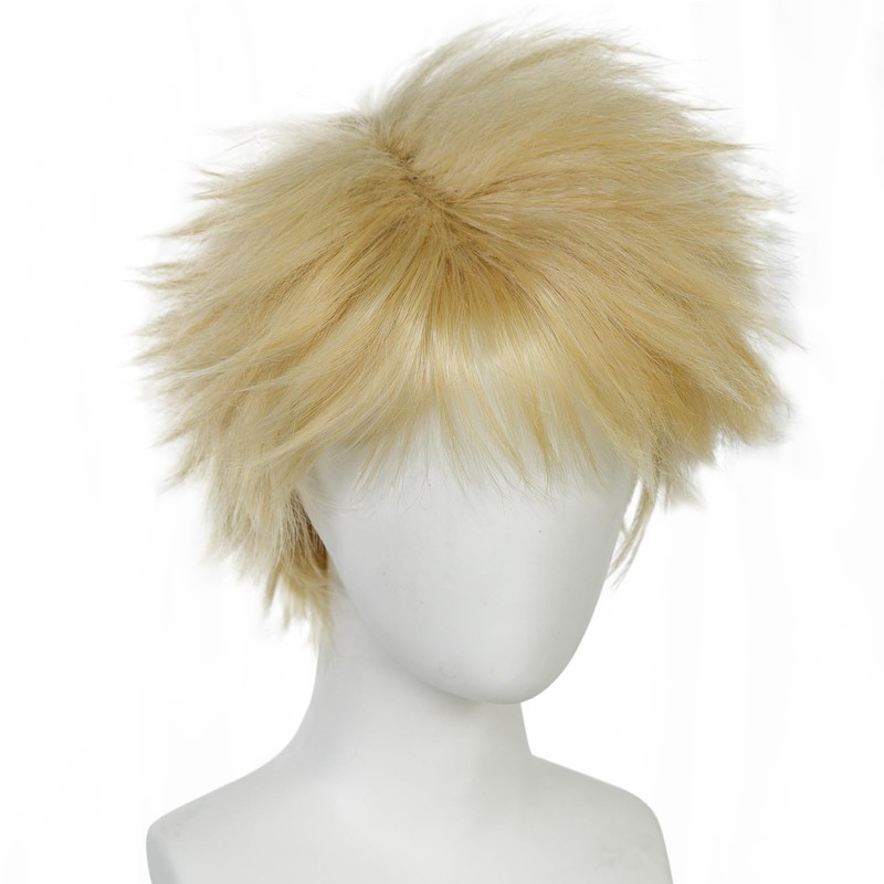Short Blonde Wig Men Blonde Cosplay Wigs with Bangs Anime