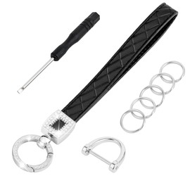 Lsrhime Microfiber Leather Wristlet Keychain,Key Chain Holder Car Keys Keychain，key chains for car keys.(black/1)