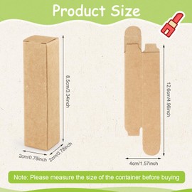 Cositina 100 Pack 0.78 * 0.78 * 3.34 inch Kraft Paper Lipstick Box Rectangle Lip Balm Kraft Boxes Essence Oil Bottle Packaging Organzier for Makeup Sample Tube Storage DIY Gifts - Brown