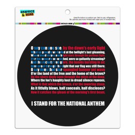 I Stand USA National Anthem Star-Spangled Banner American Flag Patriotic Automotive Car Refrigerator Locker Vinyl Circle Magnet