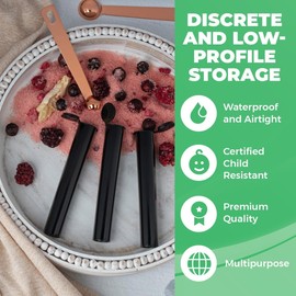 Kopperko Kopperko 500 Pack 116mm Plastic Pop Top Tube - Child Resistant Pill Storage Containers for Herbs and Spices | UV and Moisture Resistant Medication Container | Airtight & Waterproof Storage | Black