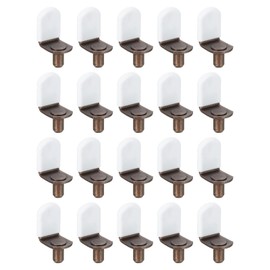 sourcing map 24Pcs Shelf Support Pegs, 6mm L-Shaped Bracket Style Shelf Pegs Pegs with Rubber Sleeve, Metal Support Pegs Holder for Kitchen Cabinet Bookcase (Red Bronze, White)