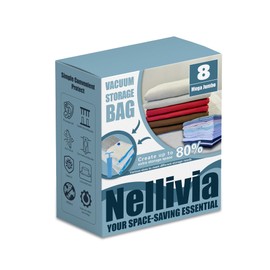 Nellivia 8 Mega Jumbo XXL Vacuum Storage Bags with Pump, Supersized Compression Space Saver for Comforter, duvet, Bedding, Blanket storage, Vacuum Seal Bags for Clothing, Durable Safe Poly Material