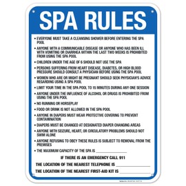 Washington Spa Rules Sign, Complies with State of Washington Pool Safety Code, (SI-62171) 18x24 Inches, 55 mil Thick HDPS (high Density polystyrene), Made in USA