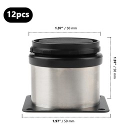 ZOENHOU 12 Packs 2-2.4 Inch Height Silver Furniture Adjustable Legs, Stainless Steel Metal Legs, Round Kitchen Feet Adjustable Furniture Supporting Feet for Cabinet, Wardrobe, Sofa, Bed, Desk