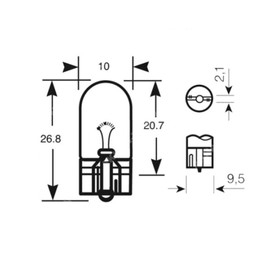 Akhan AT58105 58105 Halogen Bulb T10 5 W W5 W W2.1 x 9.5d