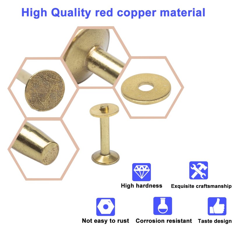 WUTA 100 Pcs Copper Rivets & Burrs, Leather Copper Rivet
