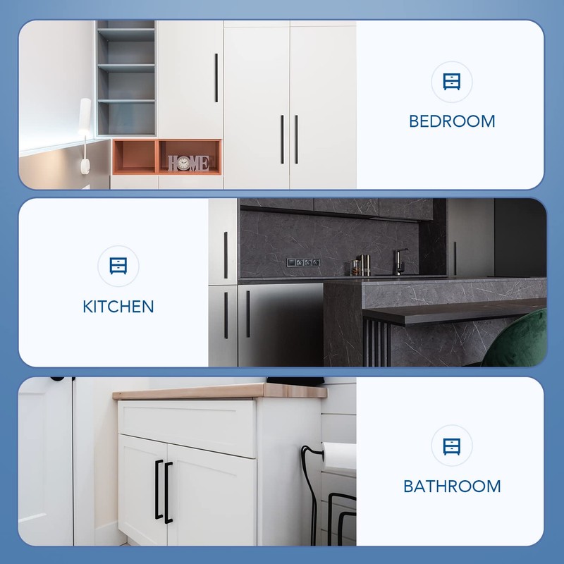 Ravinte 30 Pack Square Cabinet Pulls 10 Inch Black Kitchen