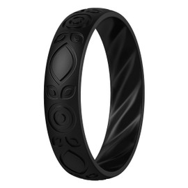 ThunderFit Silicone Wedding Bands for Women, Inner Arc Breathable Rubber Engagement Rings 5.5 mm Wide 1.8 mm Thick - 1/4/6/8/10 Variety Multipack