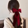 5.5in Burnt Orange Wine Red Velvet Long Tail Hair Bow