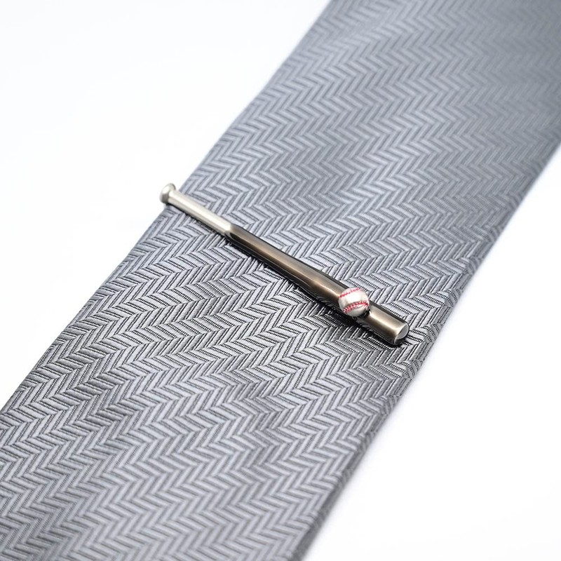 Swank T0140 Baseball Bat Tie Bar (Black with Ball), Brass,