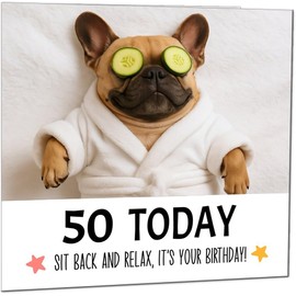 50th Birthday Card Funny French Bulldog Birthday Card for 50 Year old fifty, fiftieth