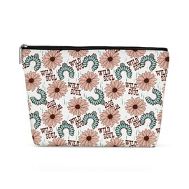 Inspirational Western Makeup Bag, Western Gifts, Western Accessories for Women, Vintage Cowgirl Sunflower Gifts Cosmetic Bag for Women Sister Western Lovers Birthday Christmas Travel Toiletry Bag