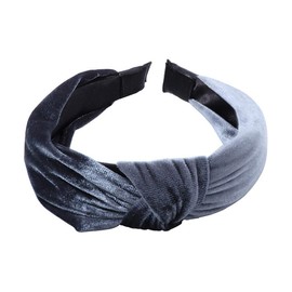 1Pcs Velvet Headbands for Women,Wide Headbands Knot Turban Headband Vintage Hairband Elastic Hair Hoops Fashion Hair Accessories for Women and Girls,Gray