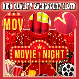 Background Banner for Film Night, 43.3 x 70.8 Inch Film Night Background, Decorative Background, Ideal for Film Night Decorations, Photography and Film Night Parties