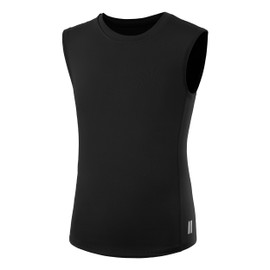 RIKUAOU Boys Compression Shirt,Youth Sleeveless Athletic Tank Tops,Football Undershirt Wicking Sport Kids Black
