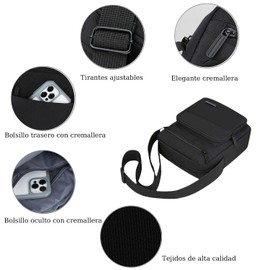 Bandoleras Hombre,Bolso de Hombro Cruzado para Hombre, Bandolera、Bolsa Mensajero,Mariconera y Crossbody Puede ser Utilizado Para Los Negocios, Los Desplazamientos Diarios, Ocio,Libre, Viajes.