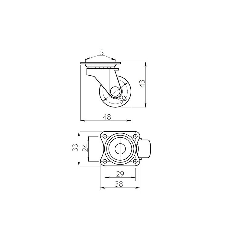 4X New 30mm Plastic Swivel Castor Wheel White Furniture Caster