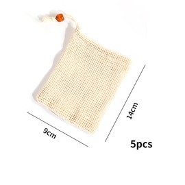 NIYATA Pack of 5 Soap Bags for Shower, Sturdy Cotton Soap Net with Mesh and Carry Bag, Cotton Soap Bag, Strong and Durable, Can Be Hung, for Home and