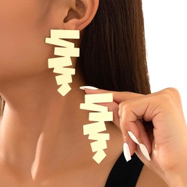 Simple Gold Geometric Drop Dangle Earrings for Women,Unique Long Square Statement Dangling Earrings,Fashion Anniversary Party Jewelry Gifts (Gold)