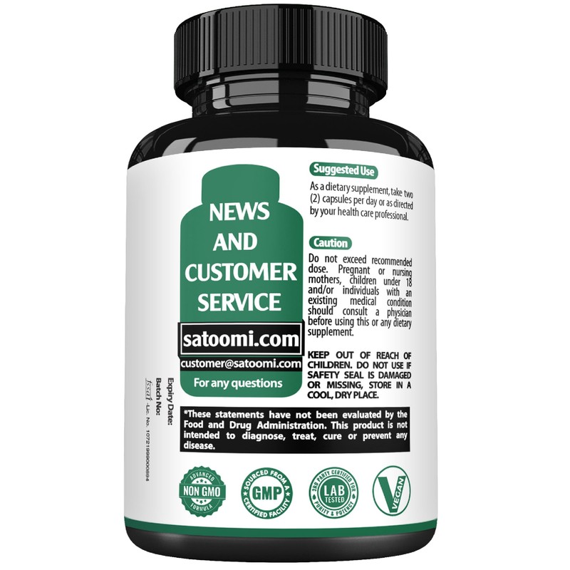 Satoomi Lions Mane with Ginkgo Biloba Supplement - 60 Capsules