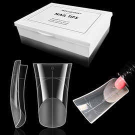 Wellquinn Duck Nail Forms for Poly Gel Reusable 240 Pcs Full Cover Molds for Builder Gel French Tip Acrylic Nails, Nail Art Design Molds for Manicure Salon & DIY at Home 12 sizes