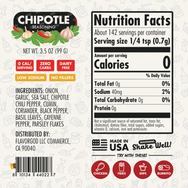 Chipotle Seasoning Mix by Flavor God - Premium All Natural & Healthy Spice Blend for Grilling Chicken, Beef, Seafood, Vegetables, Salad, Tacos, Pizza, & Pasta - Kosher, Gluten-Free, Dairy-Free, Vegan, Keto Friendly