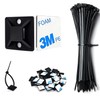 50 Set Cable Zip Tie Self Adhesive Mounts Kit with