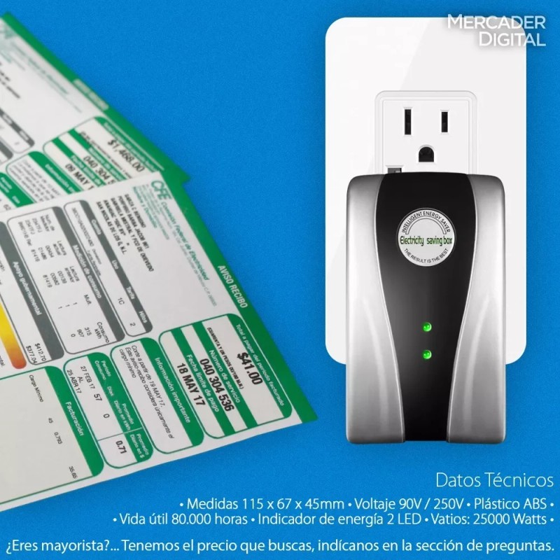 Mercader Digital 3 Pzs Ahorrador Energía Luz Ahorra Electricidad Hasta