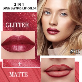 Kaely 2-in-1 Matte Lipstick and Lip Liner, Liquid Lip Stain Makeup for women Long Lasting Waterproof Smudge Proof, labiales matte mate larga duracion listip 24 hours originales, 01 Dark Plum Purple