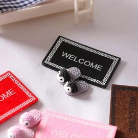 1Pc Brown 1/12 Miniature Welcome Mats Carpets Doormat Dollhouse Decoration Accessories, Vintage Mini Welcome Floor Mat Pad Floor Rug Cover Blankets Doll Decoration