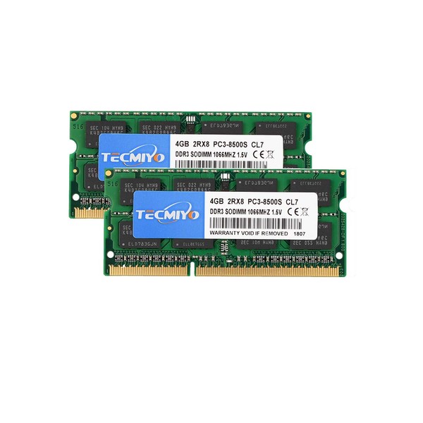 Techmiyo 1.5V 8GB DDR3 PC3-8500 1066Mhz 4GB Memory for 204Pin CL7 Non-ECC SO-DIMM