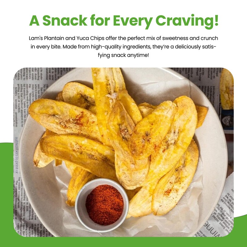 Lam's Plantain chips, banana chips, Sweet || Maduro || Yuca