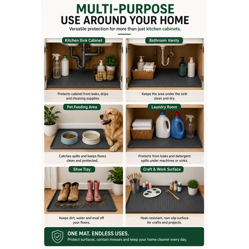Silicone Under Sink Mat for Cabinet Protection – 34 ×