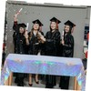 jojofuny 4pcs Holographic Foil Tablecloths Iridescent Plastic Rectangle Covers for