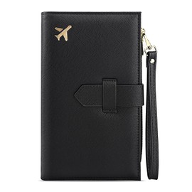 Lrocotanc Passport Organiser with RFID Blocker - Portable Passport Case for Family, Black - Waterproof Passport Holder for ID Cards, Credit Cards and Travel Documents - Ideal for Men and Women, black,