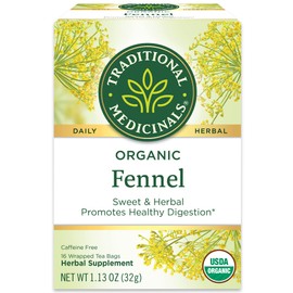 Traditional Medicinals Organic Fennel Herbal Tea, Promotes Digestive Health, (Pack of 6) - 96 Tea Bags Total