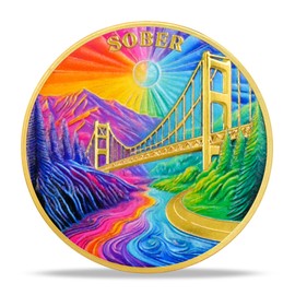 Sobriety Bridge Coin Sober Journey Inspirational Recovery Challenge Coin (Gold Bridge, Year 0)